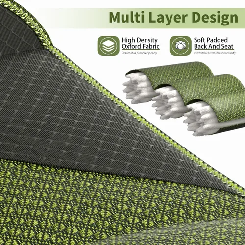 Vista 5 de Silla plegable resistente de capacidad de 500 libras, sillas de campamento de gran tamaño con soporte para tazas, bolsa enfriadora y bolsa