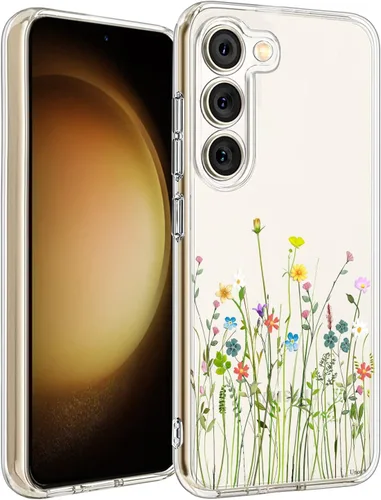 Vista 17 de Unov Funda para Galaxy S23, transparente con diseño, ajuste delgado, buen agarre, funda de teléfono en relieve, cubierta protectora a prueba