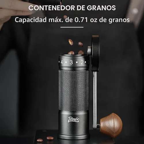 Vista 8 de Bincoo Molinillo de café manual con mango plegable manual – Molinillo de café expreso, compacto y portátil para el hogar, viajes, camping (negro)
