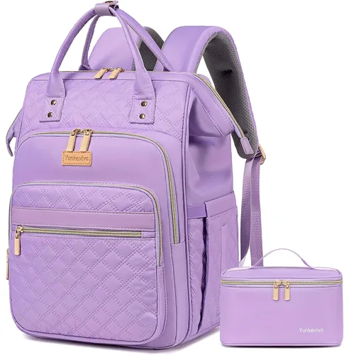 Vista 10 de Mochila de almuerzo, mochila para laptop de 15.6 pulgadas para mujeres, enfermeras, profesores, mochila de trabajo con lonchera aislada, Negro