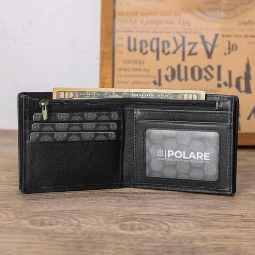 Vista 6 de Polare - Cartera plegable de piel de caballo loco natural para hombre, con bloqueo RFID