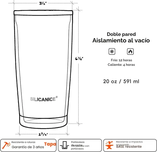 Vista 7 de Vaso higiénico aislado al vacío de acero inoxidable de 20 onzas con tapa fácil de poner y quitar – Deslizador extraíble, taza de viaje de doble