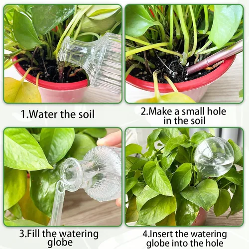 Vista 4 de Gddochn 12 piezas, globos de riego transparentes para plantas, bombillas de riego automático de plástico para jardín, globos de riego automático
