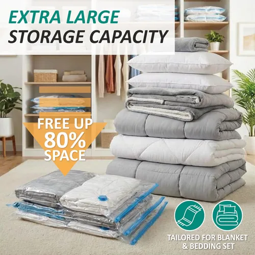 Vista 2 de Cozy Essential Bolsas de almacenamiento al vacío, 80% de compresión al vacío, bolsas de embalaje de plástico para ropa, mantas, almohadas, ropa