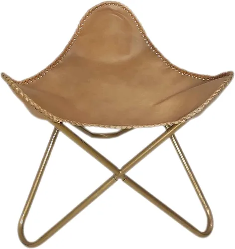 Vista 43 de Pie plegable de mariposa de cuero Acento de salón, camping, caminar, caza, senderismo, pesca, viajes (beige)