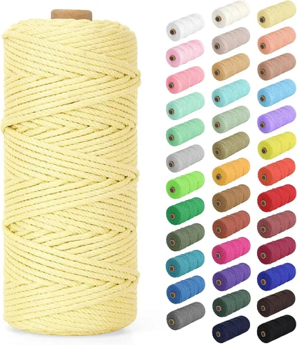Vista 103 de Cuerda de macramé de 0.079 in x 220 yardas (656 pies), cuerda de algodón natural para colgar en la pared, ganchos de plantas, manualidades Verde