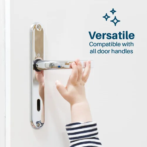 Vista 4 de Inaya Cerradura de palanca de puerta a prueba de niños, cerradura de manija de puerta a prueba de bebés, diseño minimalista, adhesivo 3M y sin