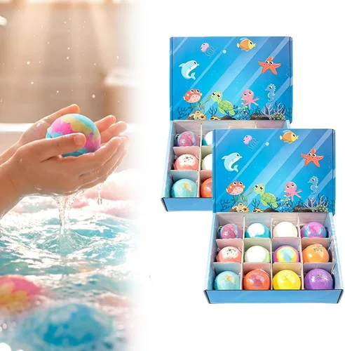 Vista 7 de Bombas de baño con caja de bolas de sal de juguete oceánico, regalos de Pascua, rellenos de cesta de Pascua de burbujas, rellenos de huevos de Azul