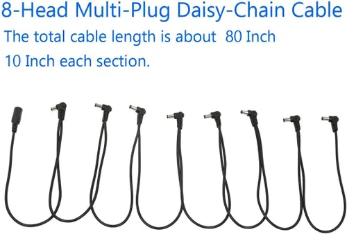 Vista 2 de T POWER Pedal de efecto de guitarra 8 vías Daisy Chain Splitter Cord Cable, se adapta a Zoom Roland Behringer Boss Digitech Jim Dunlop Ditto Looper