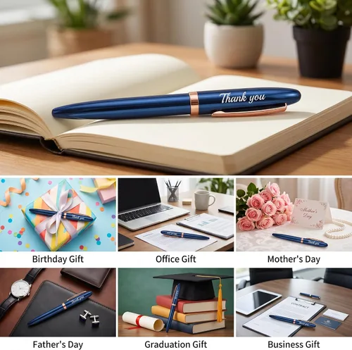 Vista 4 de Ancolo Pluma estilográfica de negocios de lujo personalizada con caja de bolígrafo, bolígrafos de calidad, cuerpo de metal, personalizado