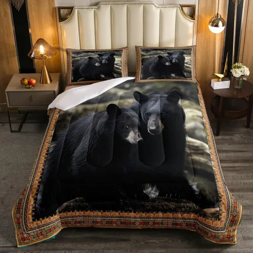 Vista 7 de Erosebridal Juego de edredón rústico de ciervos para niños, adolescentes y adultos, juego de ropa de cama tamaño individual con temática de caza