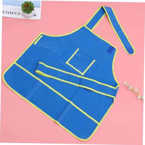Vista 6 de OUNONA Delantal de arte para pintar y dibujar de bricolaje azul para edades