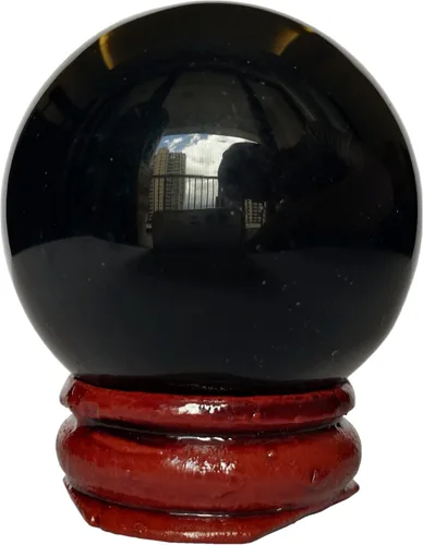 Vista 26 de Escultura de esfera de adivinación de cristal curativo de labradorita negra de 1.575 pulgadas, bola de piedras preciosas, colección decorativa