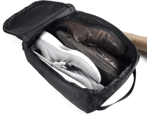 Vista 7 de Gloppie Bolsas para zapatos de viaje, bolsa de almacenamiento portátil grande para zapatos, organizador de zapatos, cubos de embalaje negros