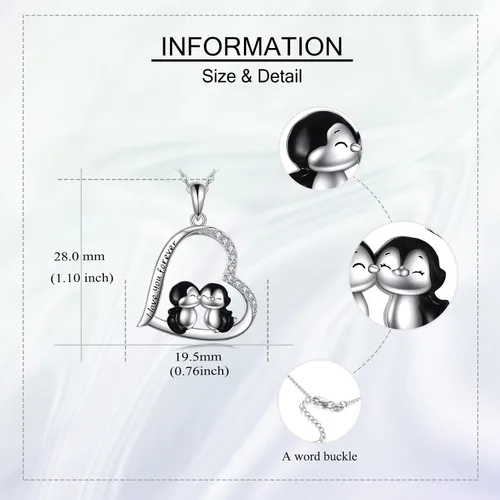 Vista 4 de YAFEINI Animal Necklace S925 Sterling Silver CatPenguinPigDuckElephantPeacockCapybaraHorse Pendant Necklace Animal Jewelry Gifts for Women Mom Wife