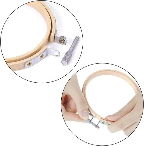 Vista 3 de Better Crafts 1 aro de madera para bordar de 4 pulgadas, aro de punto de cruz de bambú para bordado y artesanía práctica costura