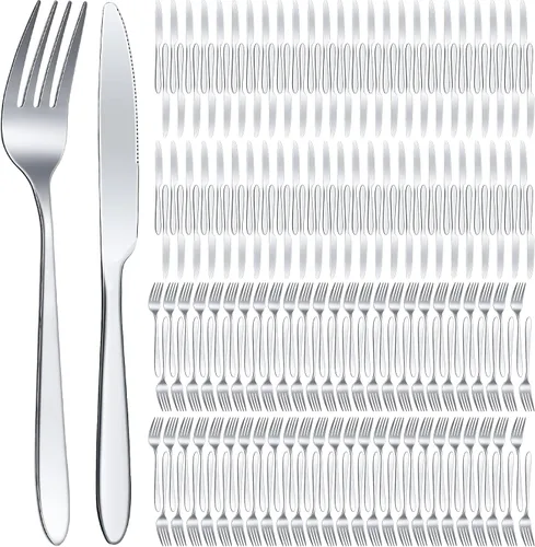 Vista 8 de Nuenen El juego de 150 piezas de acero inoxidable incluye 75 tenedores de cena y 75 cuchillos, cuchillos de metal para carne, tenedores, cubiertos
