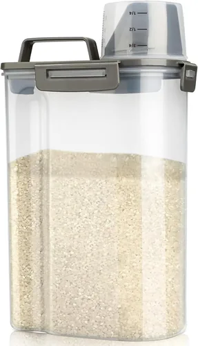 Vista 16 de Viretec Recipiente de almacenamiento de arroz, dispensador hermético de alimentos secos de 15 a 20 libras, recipiente de comida para mascotas