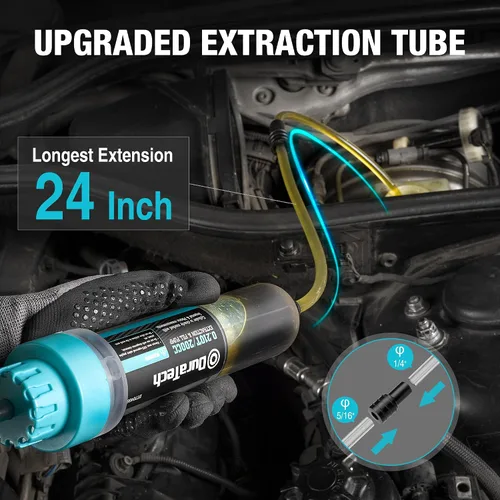 Vista 3 de DURATECH Extractor de Líquido Automotriz de 200CC, Bomba de Líquido con Tubos de Extensión Largos, Jeringa de Aceite con Potente Succión, Bomba