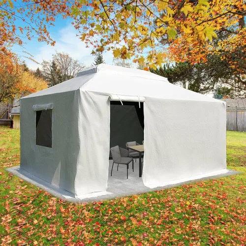 Vista 24 de Domi - Cubierta universal para glorieta de invierno de 8 x 8 pies, cubierta impermeable para todas las estaciones, con paredes laterales y ventanas