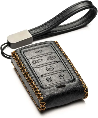 Vista 9 de Vitodeco Funda de cuero genuino para llavero inteligente compatible con Jeep Wagoneer, Grand Wagoneer, Grand Cherokee 2022-2025 (5 botones, negro)
