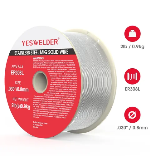 Vista 7 de YESWELDER Alambre de soldadura MIG, alambre sólido MIG de acero inoxidable 2LB .030