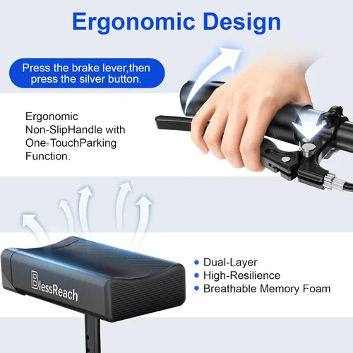 Vista 6 de BlessReach Patinete de rodilla plegable todo terreno - Andador de rodilla económico para lesiones en los pies, alternativa compacta a las muletas