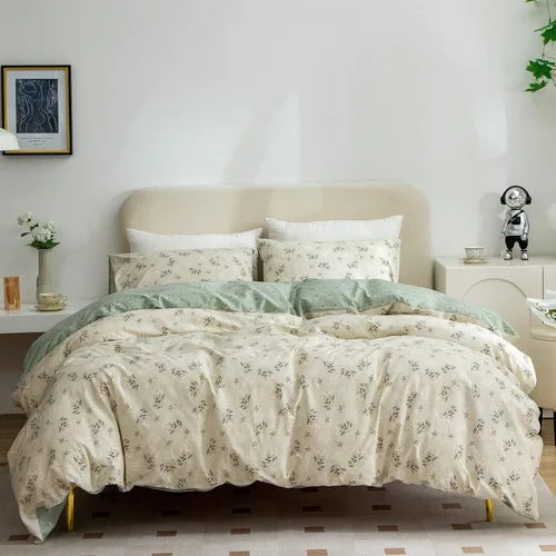 Vista 10 de Funda de edredón de algodón tamaño Twin con flores, 100% algodón suave, 3 piezas, juegos de ropa de cama florales para niñas, estilo vintage chic