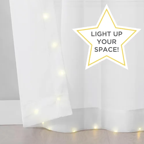 Vista 2 de Eclipse Starlight - Cortinas con Luces Transparentes sin Ganchos con Ojales que se Iluminan, Divisor de Habitación de Dormitorio o Patio al Aire