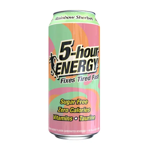 Vista 2 de 5-hour ENERGY Bebidas energéticas extra fuertes, sabor a sorbete arcoíris, latas de 16 onzas líquidas, 12