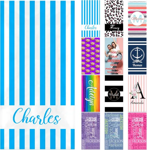 Vista 41 de Toallas de playa personalizadas para adultos y niños con nombres, toallas de playa personalizadas para hombres y mujeres, toalla de baño