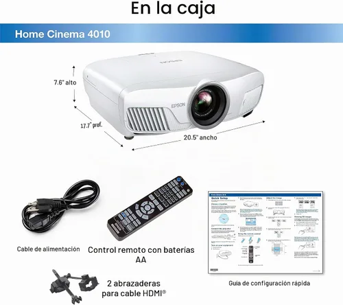 Vista 3 de Epson Home Cinema 4010 4K PRO-UHD (1) Proyector de 3 chips con HDR