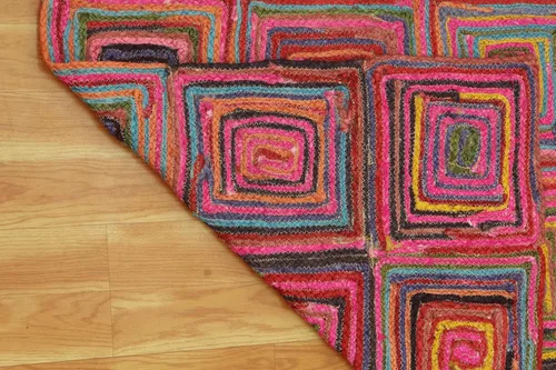 Vista 114 de Natural Jute Collection - Alfombra rectangular de 2 x 3 pies, alfombra de yute trenzada a cuadros multicolor de 0.27 pulgadas de grosor, ideal