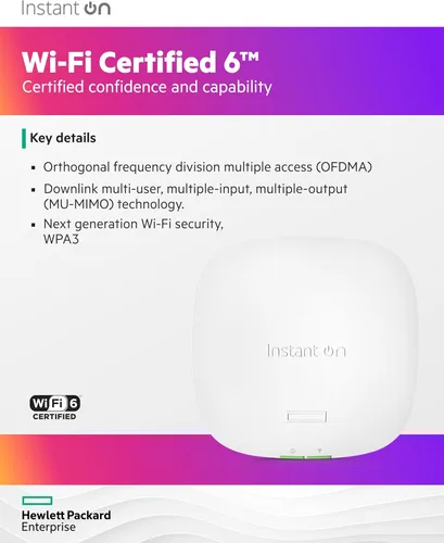 Vista 11 de Punto de acceso inalámbrico HPE Networking Instant On Access Point AP22 2x2 WiFi 6 Interior Largo alcance, seguro, soporte de malla inteligente