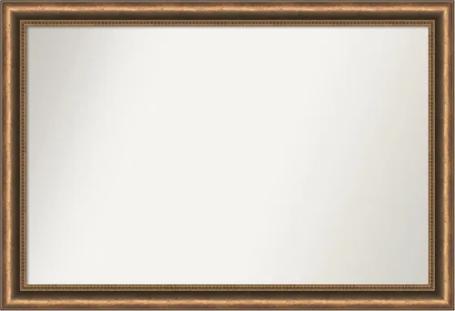 Vista 169 de Amanti Art Espejo de baño de bronce para sobre fregadero, 24 x 24 pulgadas, espejo de tocador cuadrado estrecho de bronce Manhattan, marco de madera