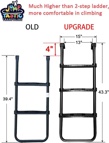 Vista 3 de JumpTastic - Escalera de trampolín universal, accesorios de escalera de 3 escalones, antideslizante, escalón ancho, fácil montaje Wide Step