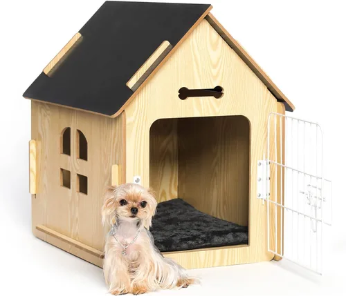 Vista 13 de RYpetmia - Casa de interior para perros y gatos pequeños, casa de madera para mascotas