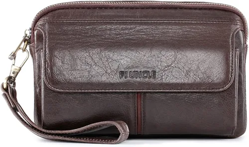Vista 14 de Cartera organizadora de cuero para hombre con ranuras protectoras para tarjetas de crédito