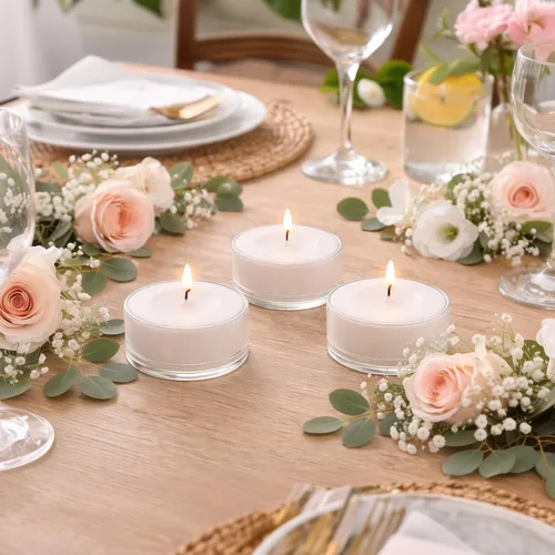 Vista 5 de Efavormart - Paquete de 100 velas blancas sin perfume, 7 horas de tiempo de combustión extendido, tazas transparentes sin humo para recepciones