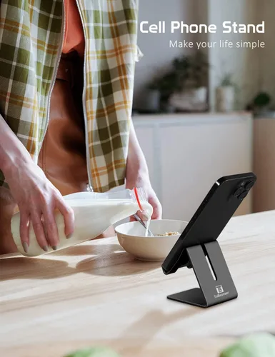Vista 6 de Soporte para Teléfono, Soporte para Teléfono de Aluminio para iPhone 16 15 14 13 12 11 X 8 7 6 Plus 5, Tableta, Samsung, Huawei, Adecuado para Todos