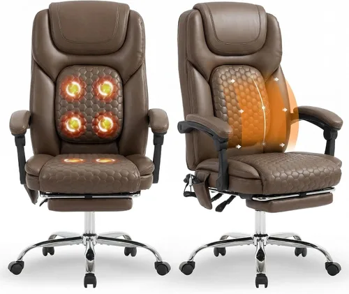 Vista 14 de MALOL Silla de oficina de masaje de 300 libras, silla de escritorio grande y alta con 3 niveles de calor y reposapiés, silla ejecutiva ergonómica