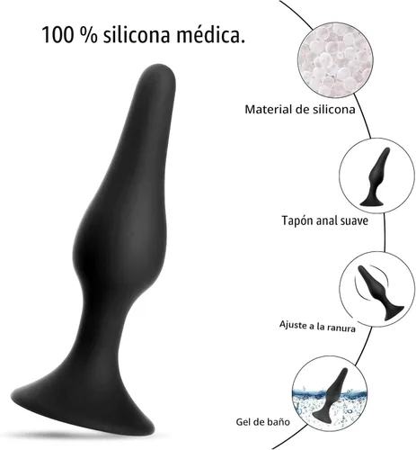Vista 2 de Hisionlee? Juguete sexual 4 unidades. Juego de tapones anales de silicona médica Sensuality Sex Dolls, Hision10002, no, Negro, 4 Juguetes