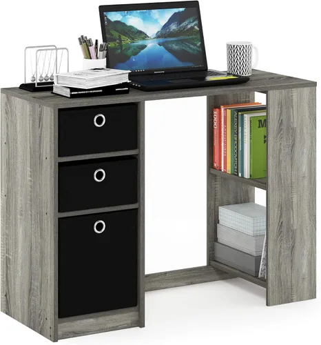Vista 7 de FURINNO Jaya - Escritorio de estudio para computadora con cajón, marrón