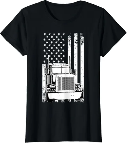Vista 29 de Camión conductor bandera americana camionero vintage hombres mujeres regalo camiseta