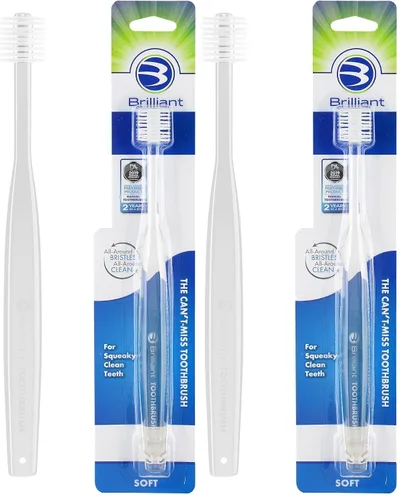 Vista 12 de Brilliant Oral Care - Cepillo de dientes para adultos con cerdas suaves, cabeza redonda y limpieza completa para dientes y encías, azul, 1 paquete