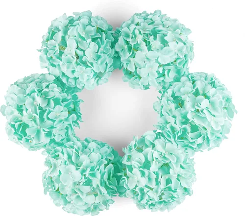 Vista 5 de DuHouse Hortensias artificiales de seda con tallos, hortensias falsas para bricolaje, centro de mesa de boda, decoración del hogar, paquete de 6