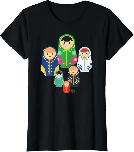 Vista 37 de Matryoshka Russian Nesting Dolls, Rusia - Camiseta de regalo, Azul / Patchwork, S