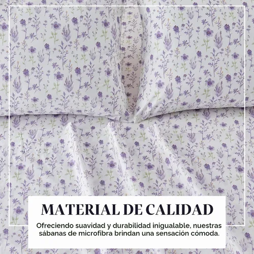 Vista 2 de Great Bay Home - Juego de sábanas y fundas de almohada estampadas, 3 piezas, tamaño individual, de microfibra con estampado floral - Sábanas