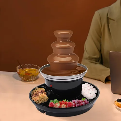 Vista 7 de Máquina de fuente de chocolate de 3 niveles, 40 W, 120 V, 1 libra, máquina eléctrica de fuente de fondue de chocolate de acero inoxidable, máquina