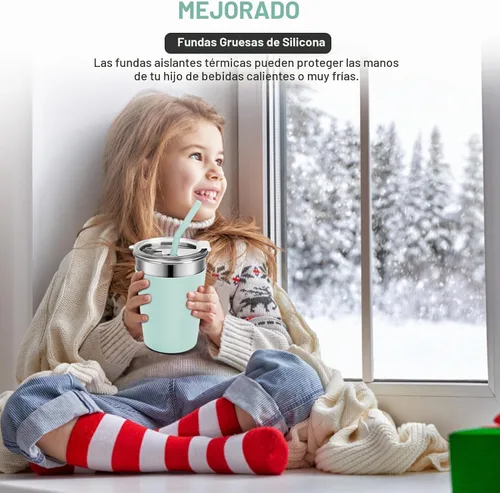 Vista 6 de Ymmy Sam - 2 vasos de acero inoxidable con pajitas de silicona, vasos de 12 onzas a prueba de derrames, aptos para lavavajillas, vasos de metal 2